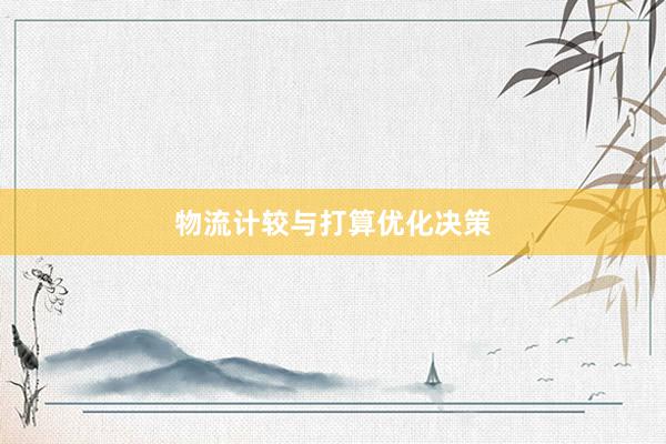 物流计较与打算优化决策